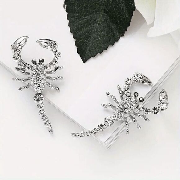 Scorpion Diamond Stud Earrings - Picture 2 of 8